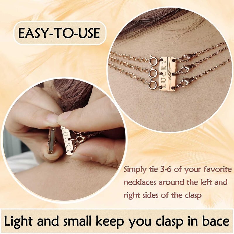 Qulltk Lucky Necklace Separator for Layering Strong Magnetic Clasps, 14K Gold and Silver Multiple Necklace Clasps for Layered Look - Image 2